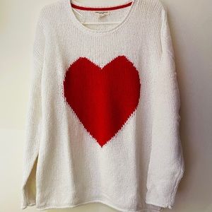 [Christian Siriano] NWT White Red Heart Sweater
